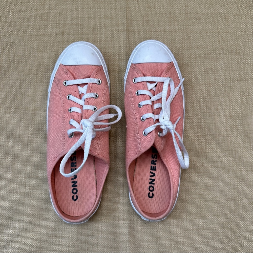 Converse All Star Peachy-Pink Slip On Mule Tie Sneakers - Picture 6 of 11